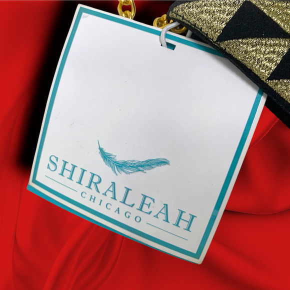 NEW Shiraleah Trina Black Gold Abstract Crossbody Envelope Bag Purse Chain Strap - Picture 3 of 8